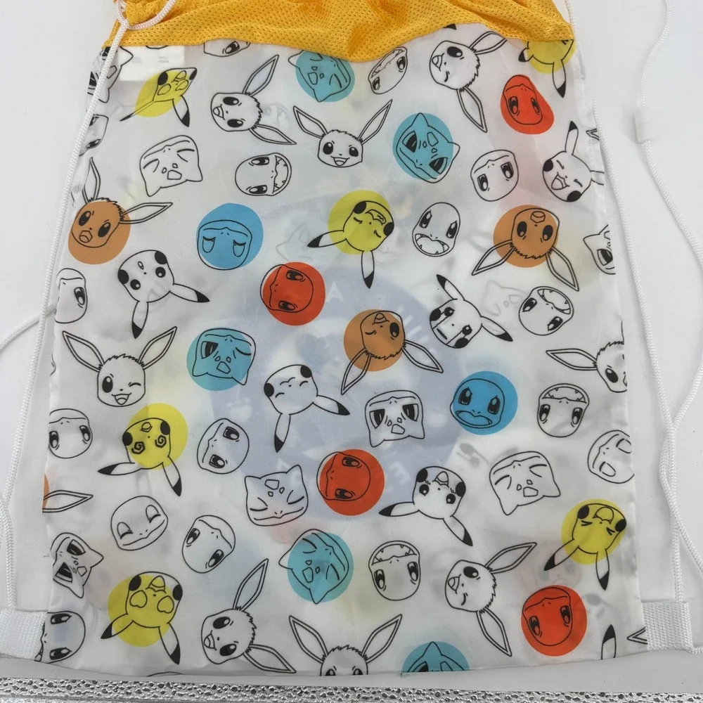 Build-A-Bear Pokemon Drawstring Bag Kids White Pikachu Eevee Cinch Sack